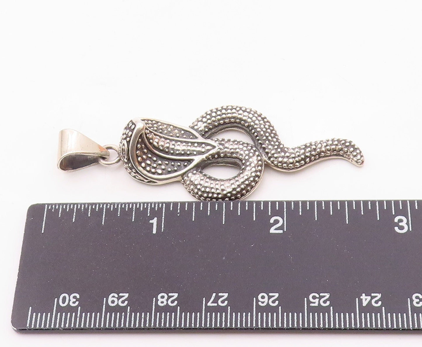 925 Sterling Silver  Vintage Shiny Cobra Snake Motif Pendant  PT19045