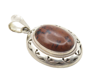 CII MEXICO 925 Sterling Silver  Vintage Cabochon Jasper Drop Pendant  PT7760