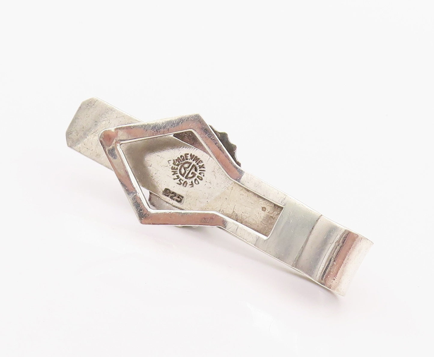 925 Sterling Silver Vintage Money Clip MEXICO Cabochon Tigers Eye  TR3919