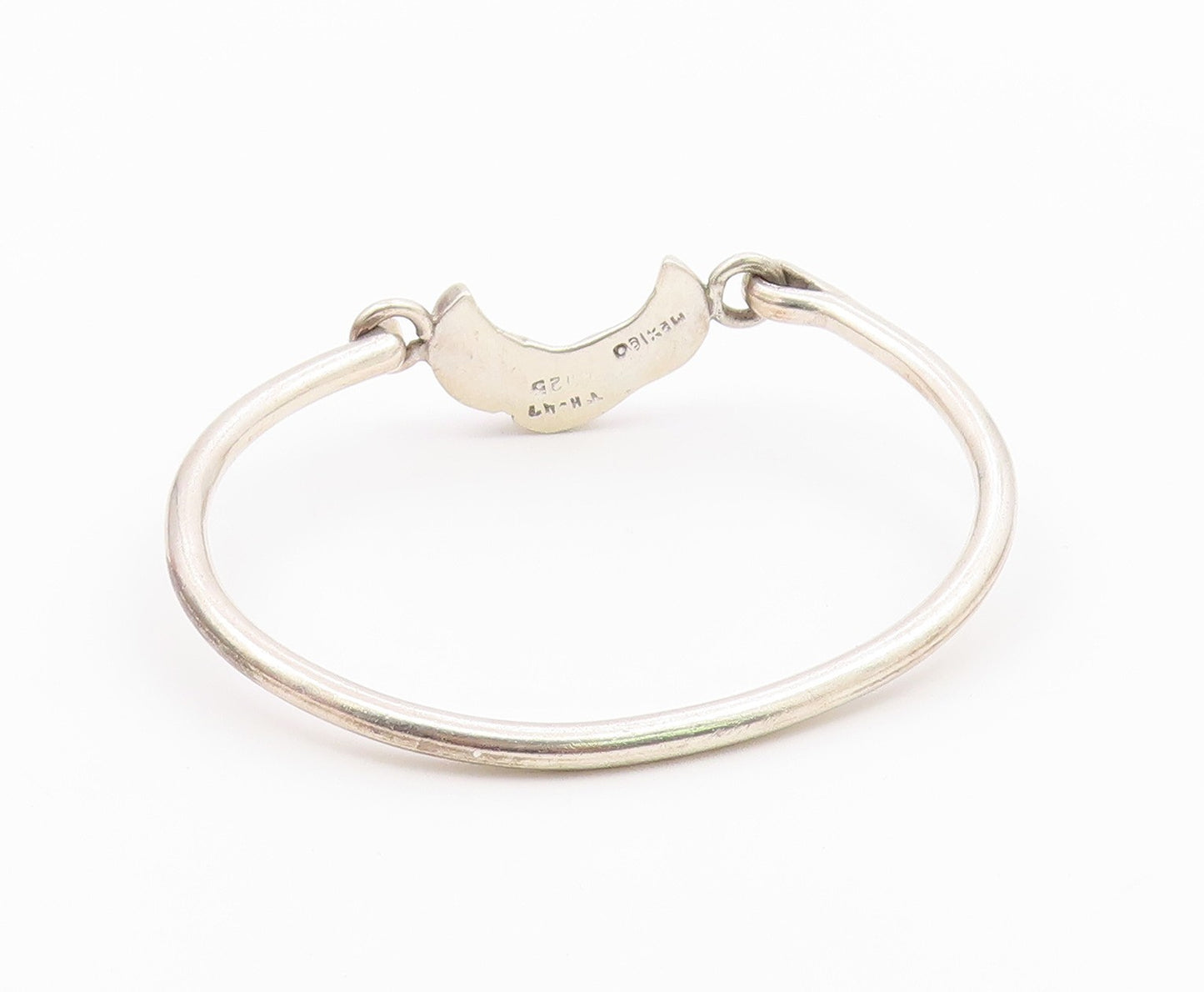 MEXICO 925 Sterling Silver  Vintage Shiny Hook Bangle Bracelet  BT9001