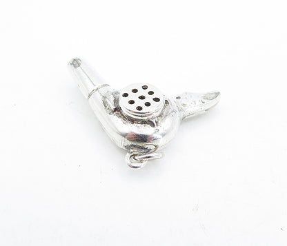 925 Sterling Silver  Vintage Shiny Hair Blow Dryer Motif Drop Pendant  PT3639