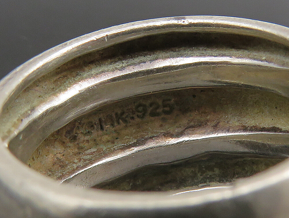 925 Silver & 14K GOLD  Vintage Two Tone Rope Twist Dome Band Ring Sz 6 RG23689