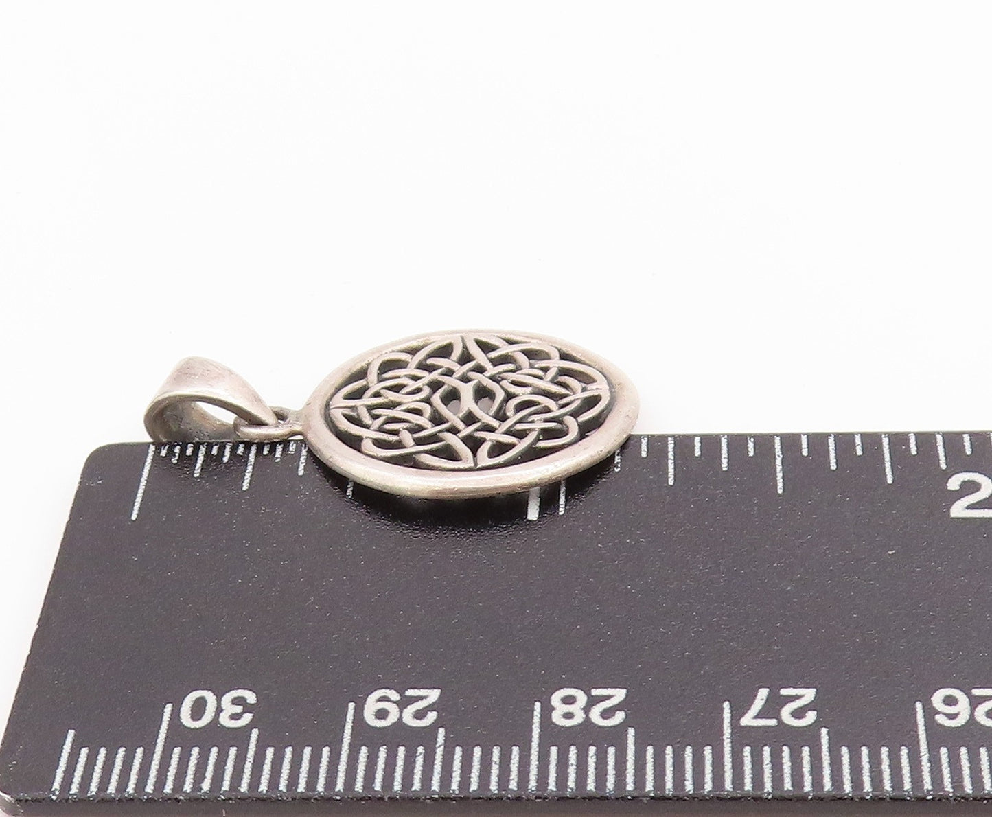 925 Sterling Silver Vintage Pendant Dark Tone Celtic Knot Design Cutout  PT24526