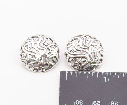 925 Sterling Silver Vintage Earrings Classic Lotus Flower Openwork Stud  EG14399