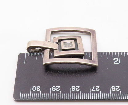 925 Sterling Silver  Vintage Graduated Square Cubic Zirconia Pendant  PT20436