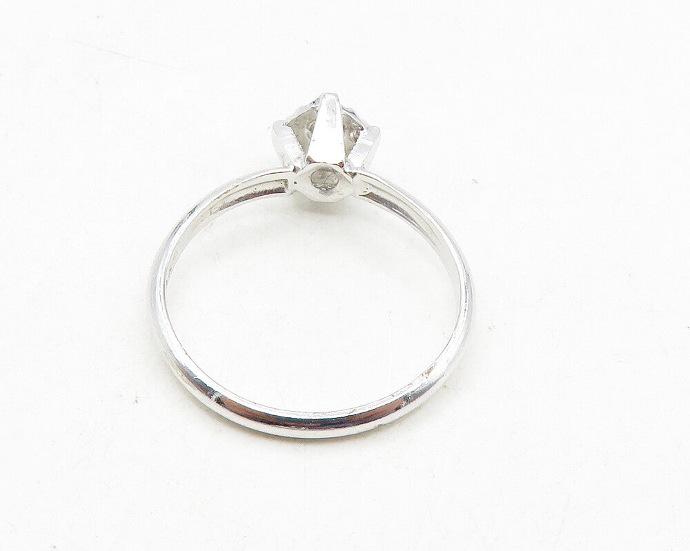 CLARK & COOMBS 925 Silver  Shiny Cubic Zirconia Solitaire Ring Sz 8  RG9878