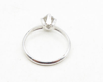 CLARK & COOMBS 925 Silver  Shiny Cubic Zirconia Solitaire Ring Sz 8  RG9878