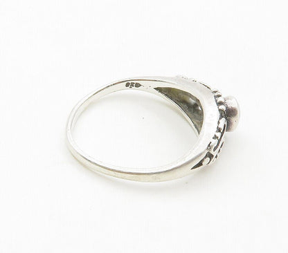 925 Sterling Silver  Vintage Turquoise Shiny Swirl Band Ring Sz 6.5  RG16638