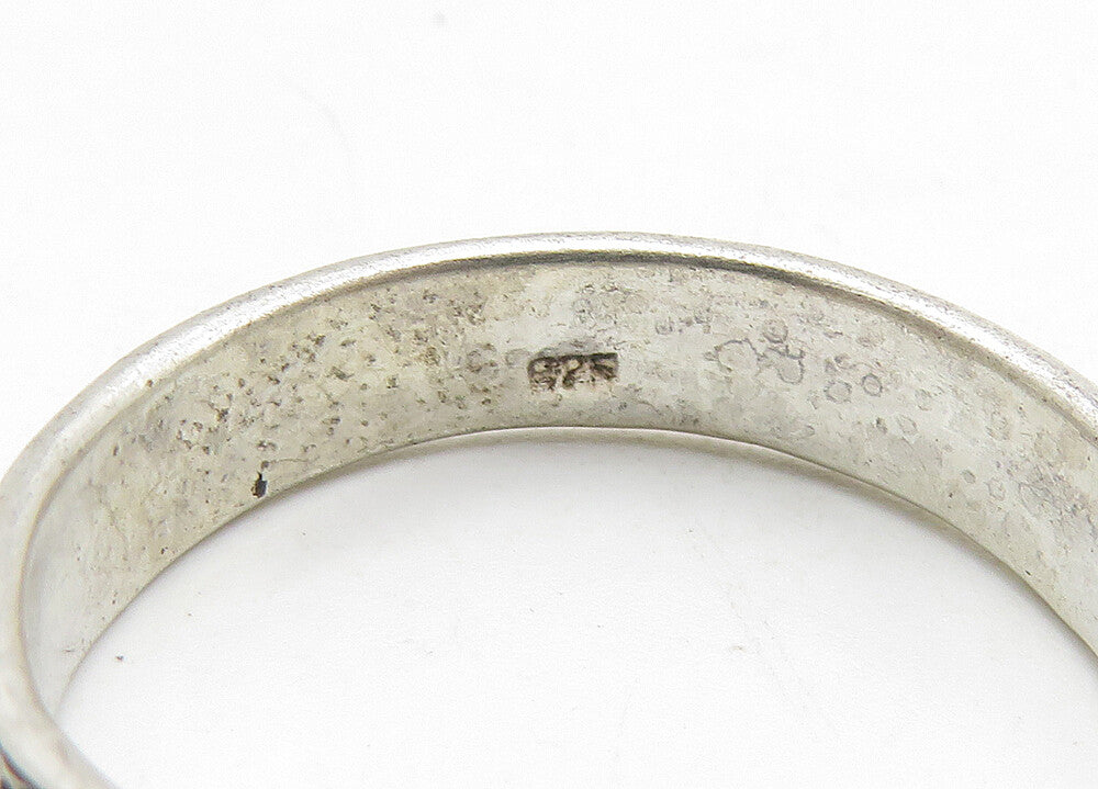 925 Sterling Silver  Vintage Oxidized Ocean Waves Band Ring Sz 7.5  RG10407