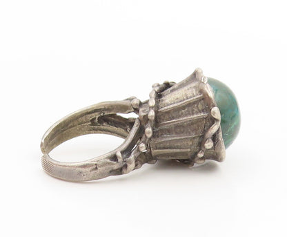 925 Sterling Silver Vintage Ring POLAND Cabochon Turquoise Dome  Sz 7  RG34750