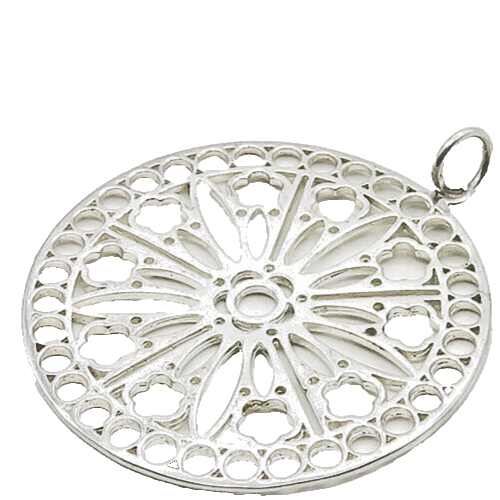 925 Sterling Silver  Shiny Polished Floral Cutout Design Pendant  PT14247