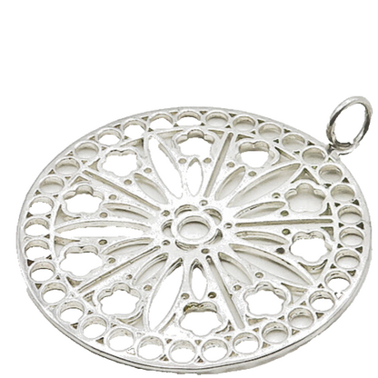 925 Sterling Silver  Shiny Polished Floral Cutout Design Pendant  PT14247