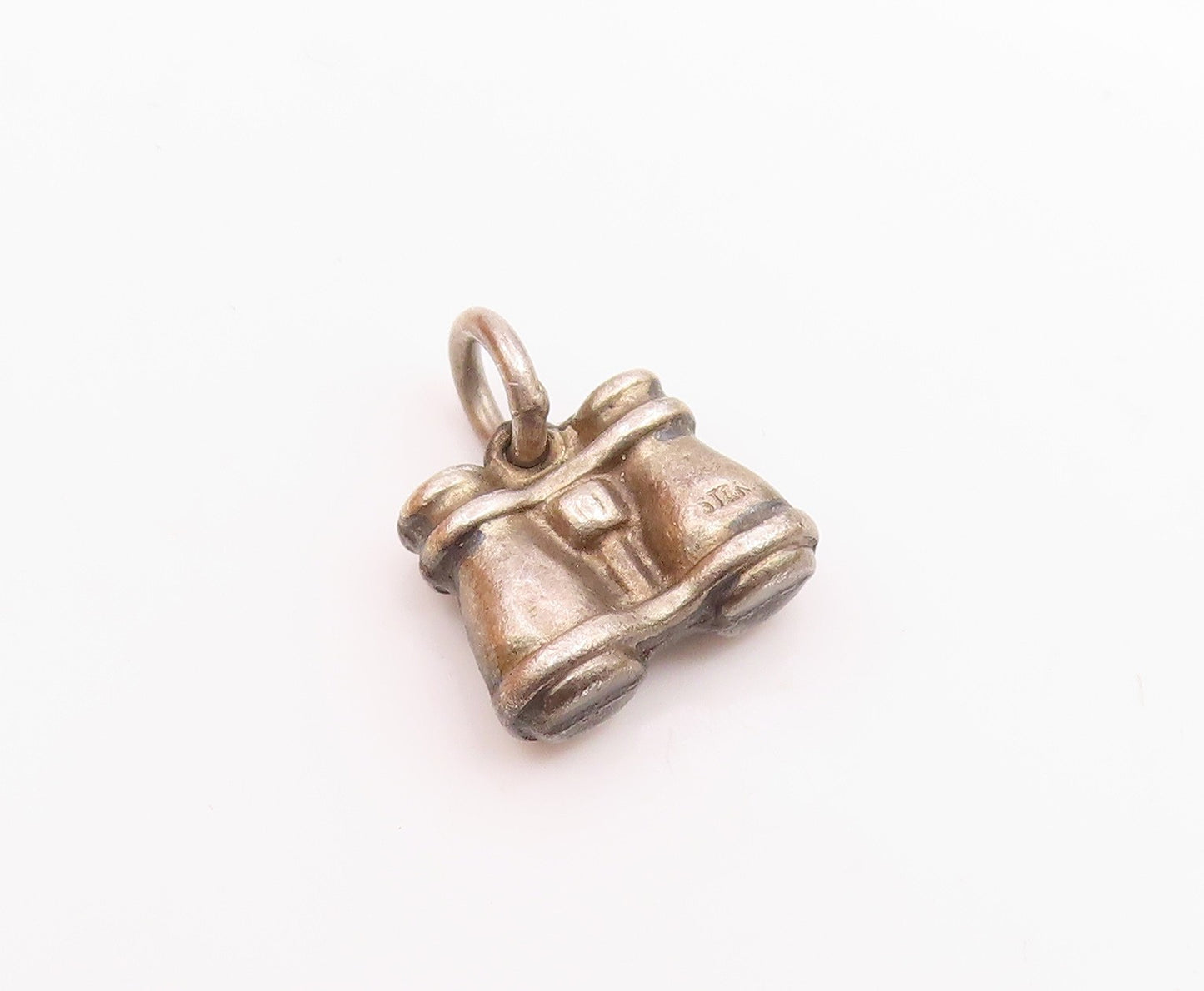 925 Sterling Silver  Vintage Petite Binoculars Motif Drop Pendant  PT18463