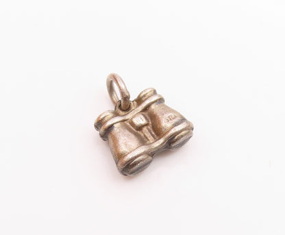 925 Sterling Silver  Vintage Petite Binoculars Motif Drop Pendant  PT18463