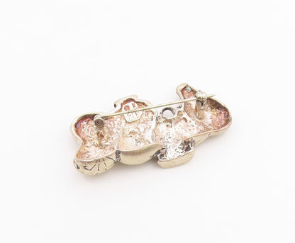 925 Sterling Silver  Vintage Shiny Etched Pottery Vases Brooch Pin  BP7898