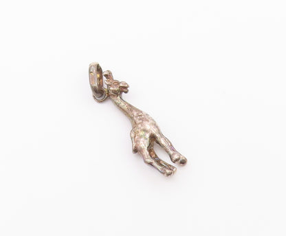 925 Sterling Silver  Vintage Petite Giraffe Animal Drop Pendant  PT18596