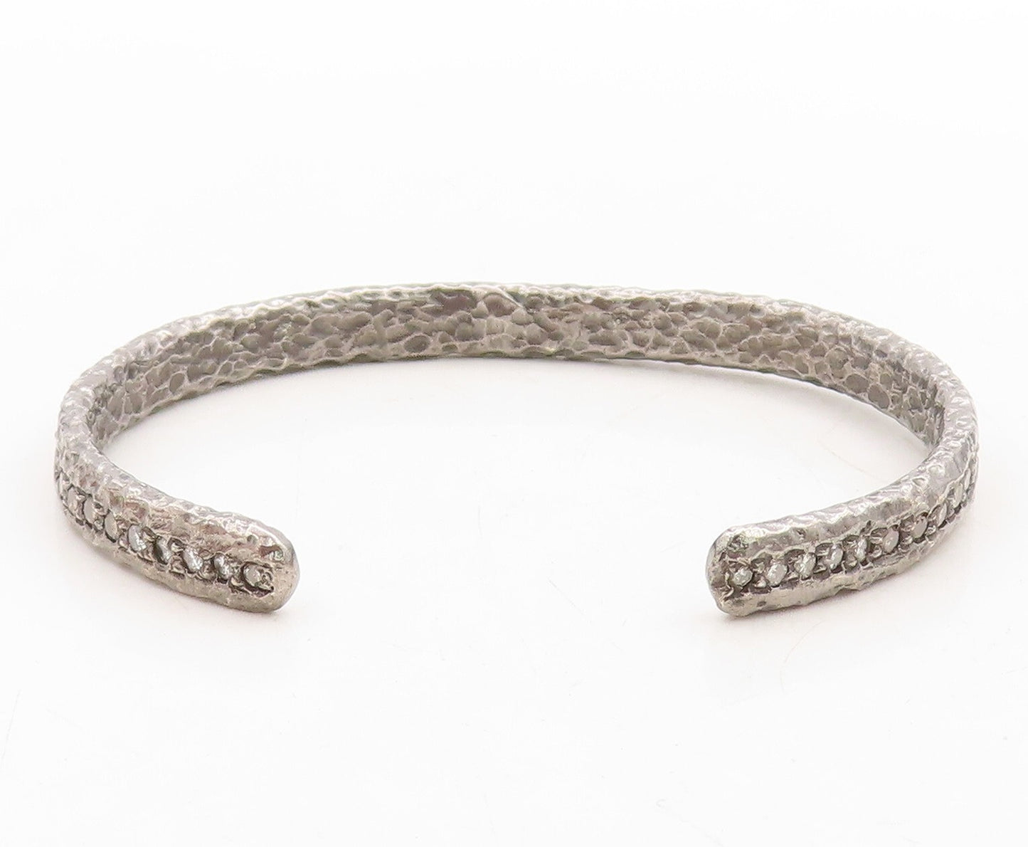 925 Sterling Silver Vintage Bracelet 1CT Champagne Diamonds Brutalist   BT10969