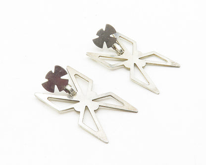 925 Sterling Silver  Vintage Shiny Butterfly Cutout Drop Earrings  EG5673