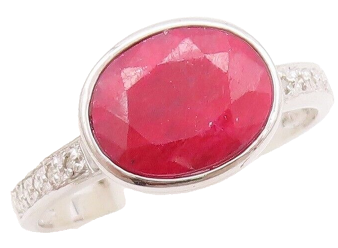 925 Sterling Silver Vintage Ring Oval Cut Red Gemstone Inlay  Sz 8  RG29492