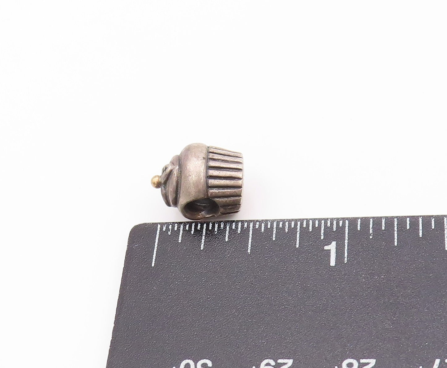 925 Sterling Silver Vintage Pendant PANDORA Dark Tone Cupcake Charm  PT23947