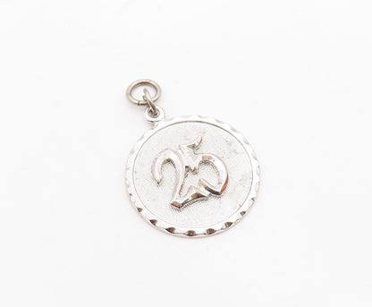 DANECRAFT 925 Silver  Vintage Carved #25 Wavy Edge Round Pendant  PT20399