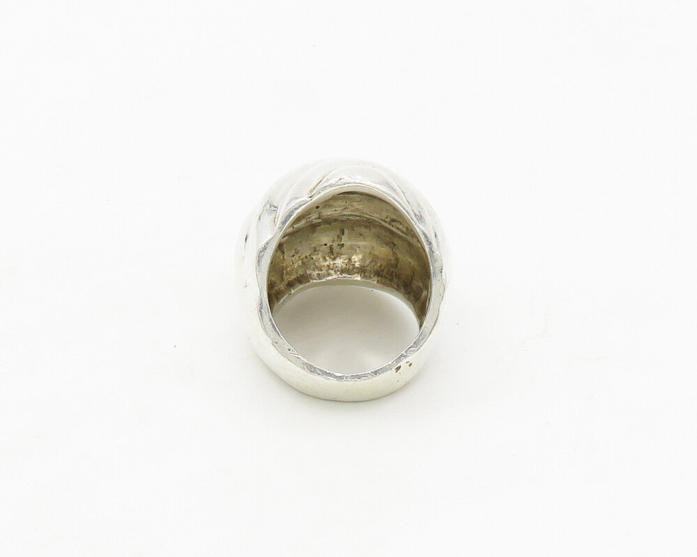 MEXICO 925 Sterling Silver  Vintage Shiny Fluted Dome Band Ring Sz 6  RG17385
