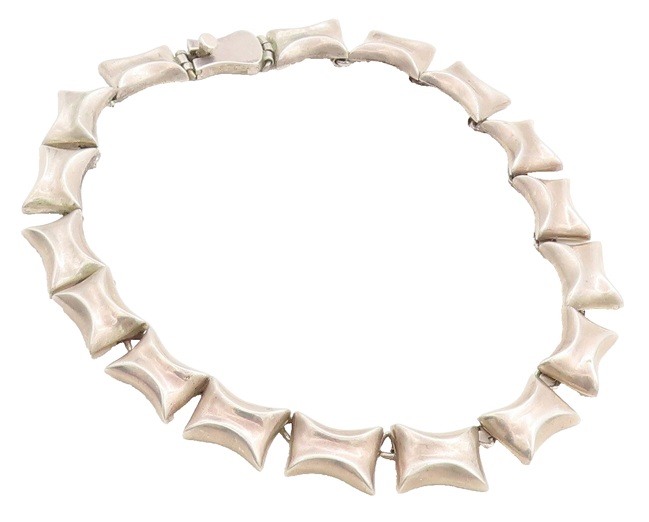 MEXICO 925 Sterling Silver Vintage Heavy Concave Hinge Chain Necklace NE1748