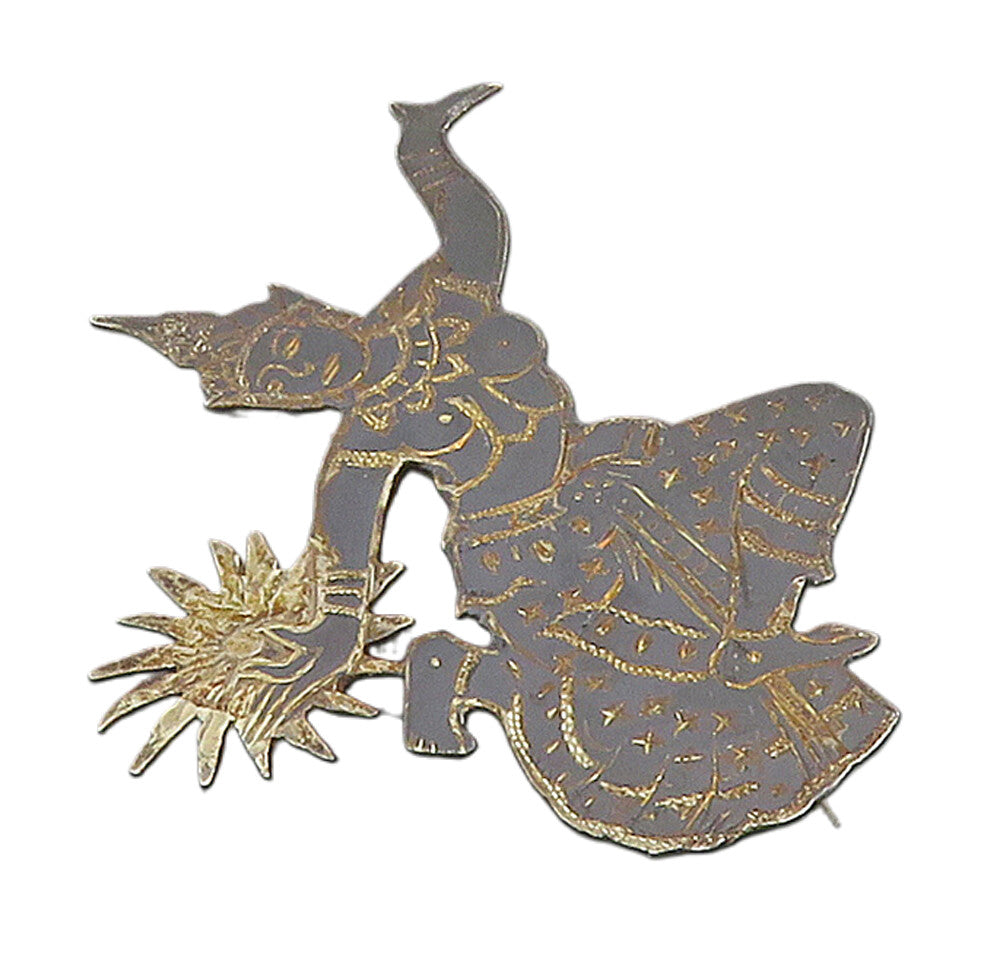 SIAM 925 Sterling Silver  Vintage Niello Enamel Dancer Brooch Pin  BP6234