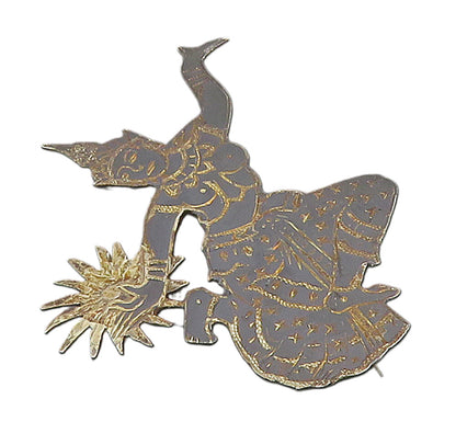 SIAM 925 Sterling Silver  Vintage Niello Enamel Dancer Brooch Pin  BP6234