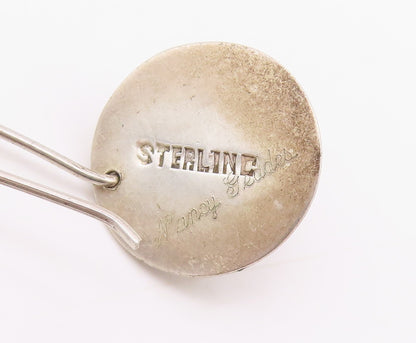 925 Sterling Silver Vintage Earrings NANCY GEDDES Drop Gemstone  EG13620