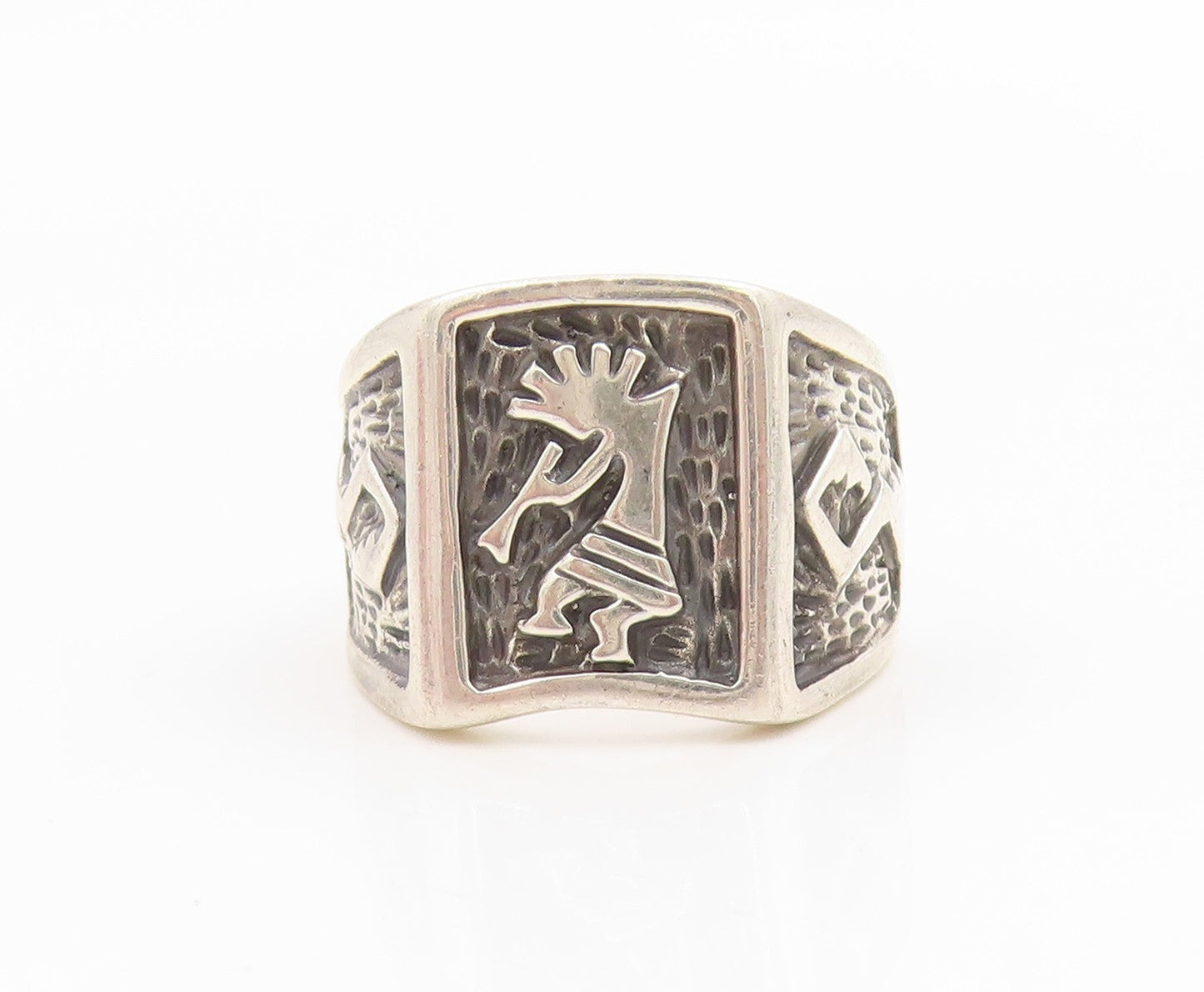 925 Sterling Silver Vintage Ring SOUTHWESTERN Kokopelli Signet  Sz 6  RG35996
