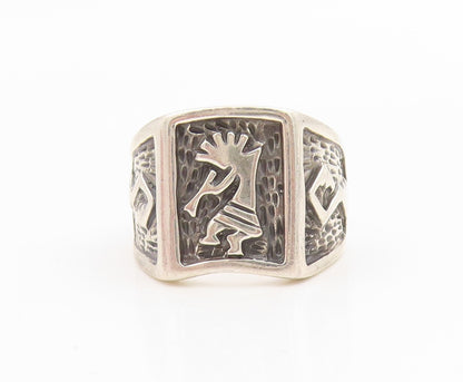 925 Sterling Silver Vintage Ring SOUTHWESTERN Kokopelli Signet  Sz 6  RG35996