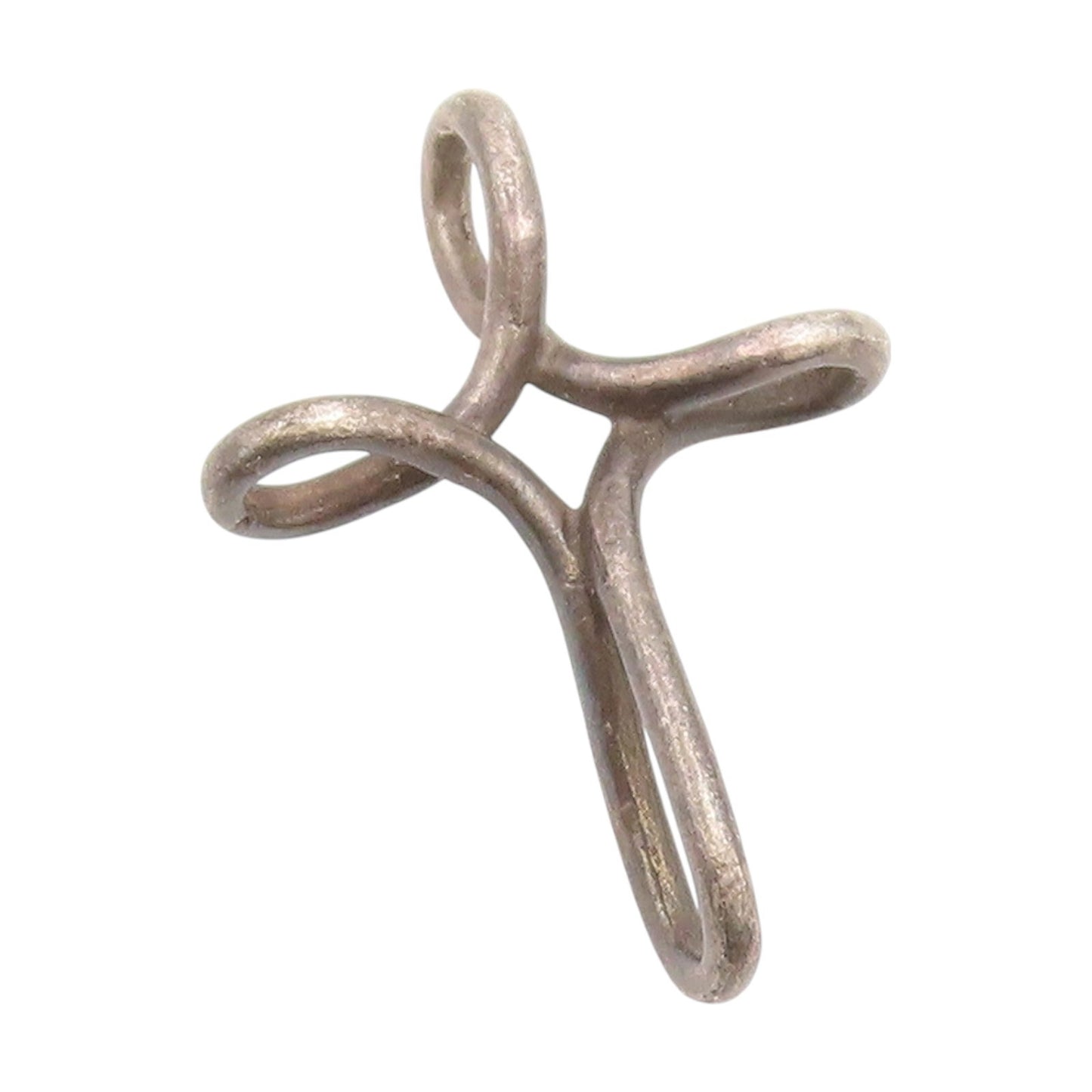 925 Sterling Silver Vintage Pendant Dark Tone Twisted Religious Cross  PT25271