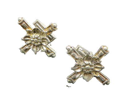 925 Sterling Silver  Vintage Shiny Flower & Cross Solid Cufflinks  TR3264