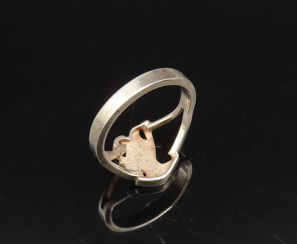 MIDDLE EAST 925 Silver  Vintage Etched Pharaoh Head Cutout Ring Sz 5  RG26018