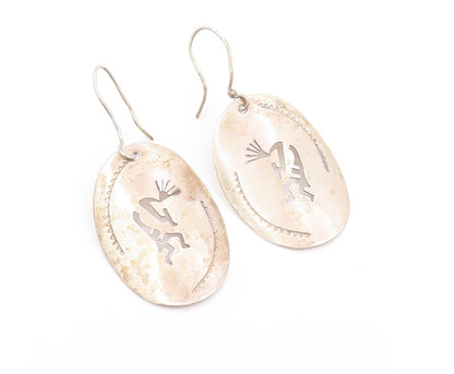 925 Sterling Silver Vintage Earrings NAVAJO Trible Man Playing Music  EG13337