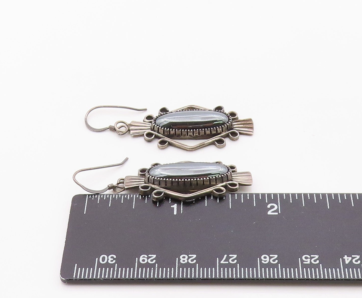 925 Sterling Silver Vintage Earrings JOHN W KESSLER NAVAJO Hematite  EG14385