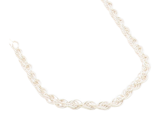 925 Sterling Silver Vintage Necklace Modernist Solid Twisted Rope Chain  NE4796