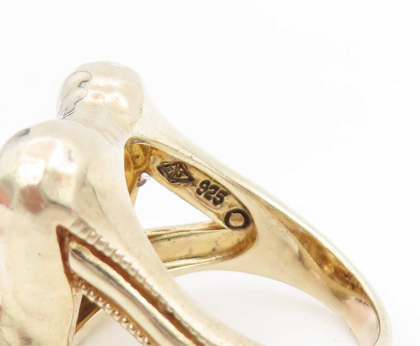 925 Sterling Silver Vintage Ring Gold Plated JUDITH JACK Band  Sz 7.5  RG34447