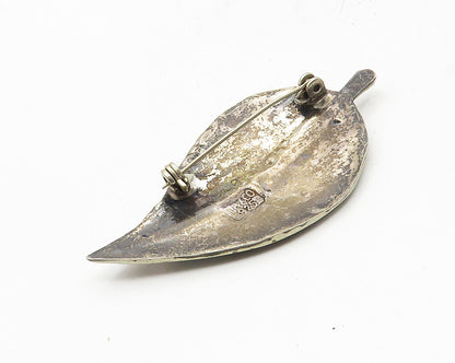 TAXCO 925 Sterling Silver  Vintage Abalone Floral Leaf Brooch Pin  BP4094