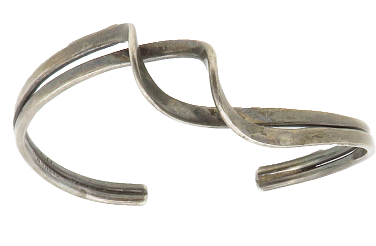 MEXICO 925 Sterling Silver  Vintage Dark Tone Swirl Cuff Bracelet  BT5261