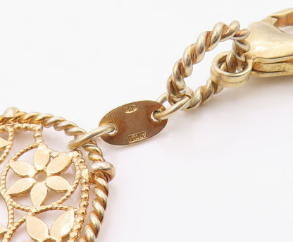 925 Sterling Silver Vintage Bracelet Gold Plated Intricate Floral Link  BT12124