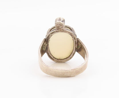 925 Sterling Silver Vintage Ring Oval Cabochon Moonstone Band  Sz 11  RG35378