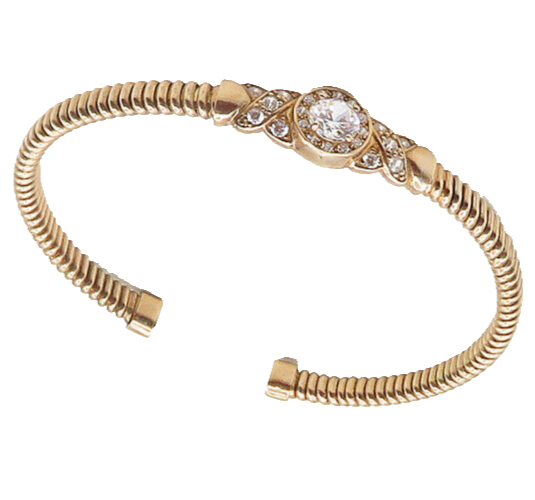925 Sterling Silver  Sparkling Cubic Zirconia Gold Plated Cuff Bracelet BT6861