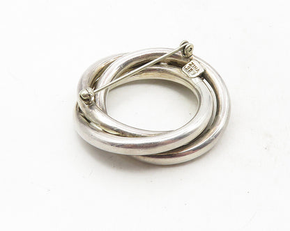 ZINA 925 Sterling Silver  Vintage Shiny Open Triple Circles Brooch Pin  BP3911