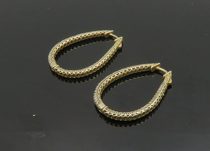 925 Sterling Silver  Vintage Cubic Zirconia U Shape Hoop Earrings  EG9858