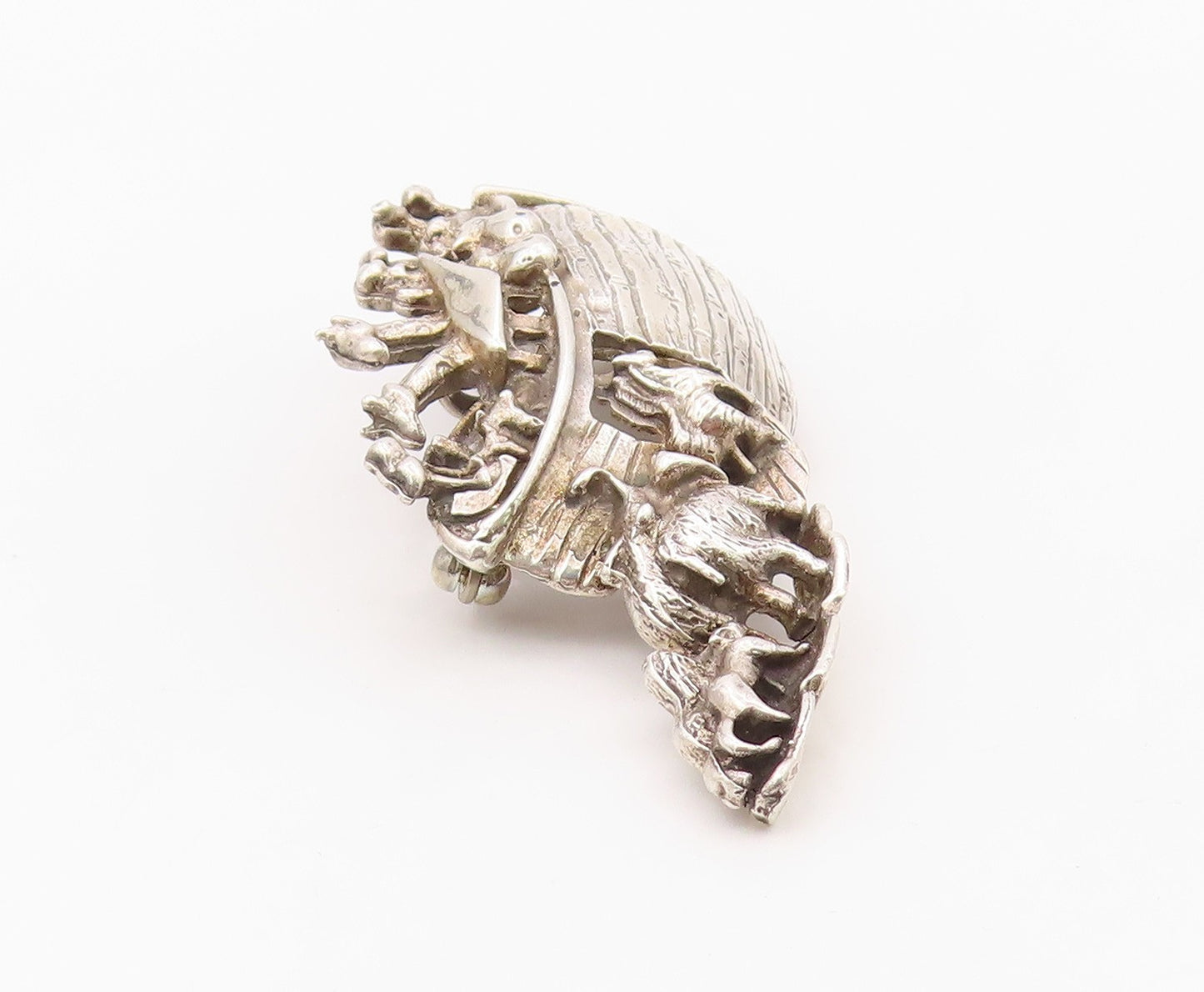 925 Sterling Silver Vintage Brooch Classic Noah's Ark Animal Figure Pin  BP12553