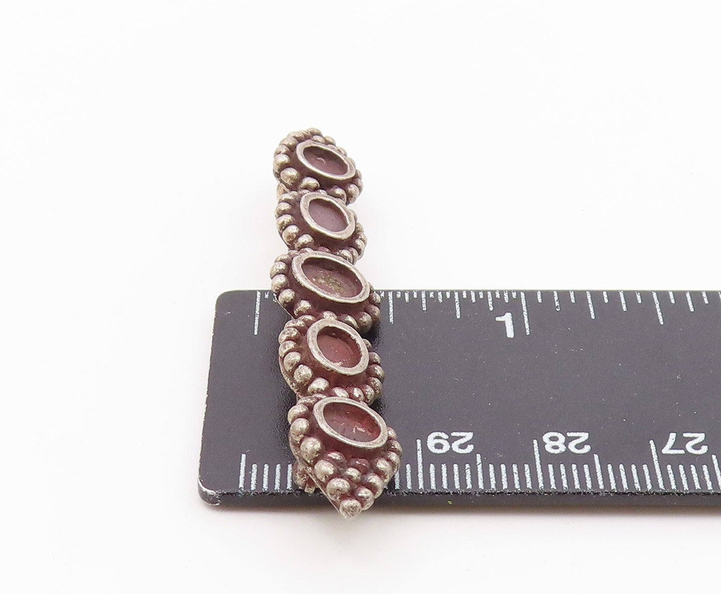 MMA  925 Silver  Vintage Dark Tone Bubble Detail Horizontal Brooch Pin  BP5472