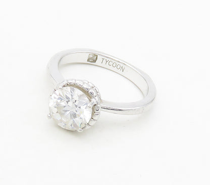 TYCOON 925 Silver  Shiny Prong Set Cubic Zirconia Solitaire Ring Sz 6  RG16848