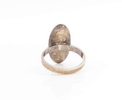 925 Sterling Silver Vintage Ring ISRAEL Tiger's Eye Statement Band Sz 8 RG34694